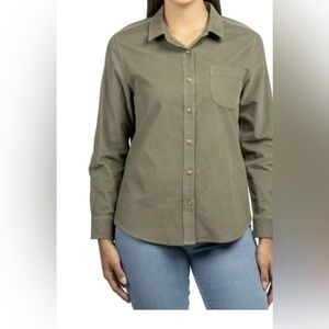 Jachs Girlfriend NY Green Mini Corduroy Button Up Shirt Medium NWT Stretch